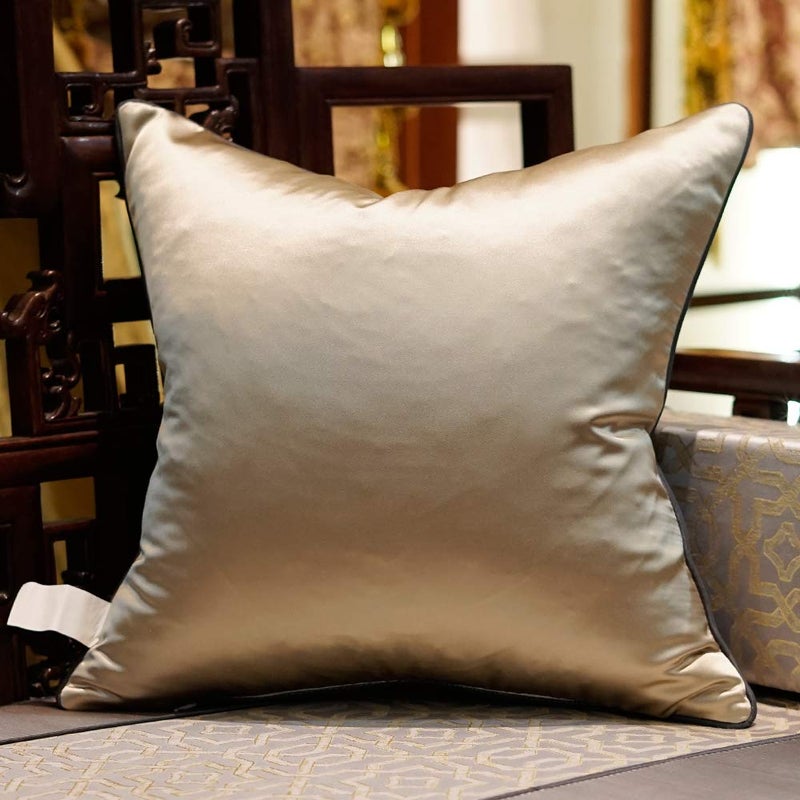 Avigers 20 x 20 Inches Chinese Style Grey Splash-Ink Patchwork with Jade Pendant Cushion Cases Luxury Throw Pillow Covers Decorative Pillows for Couch Living Room Bedroom Car 50 x 50cm - Image 2